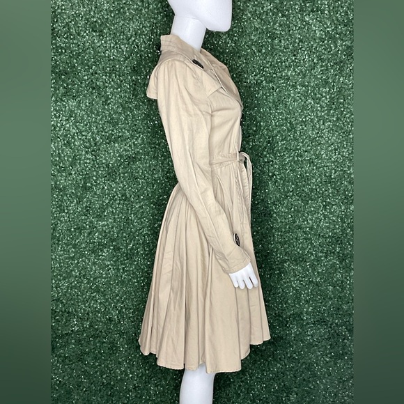 Demanding Say What? Flared Double Breasted Women's Cotton Trench Jacket VTG RARE - Picture 5 of 7